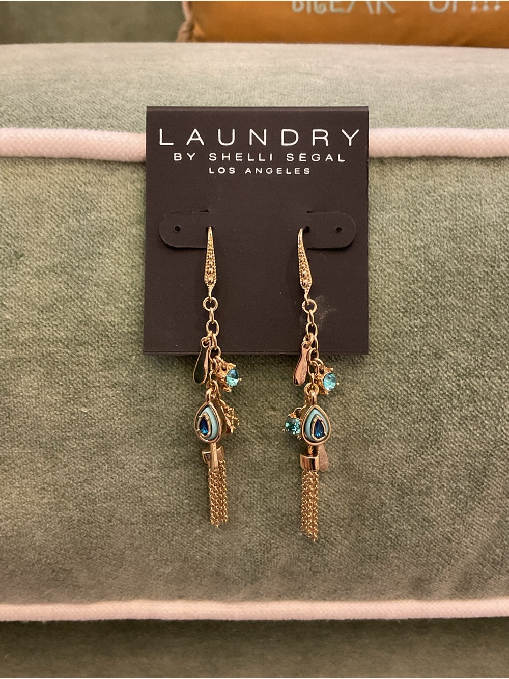 Laundry By Shelli Segal Blue Tassel Charm Earrings